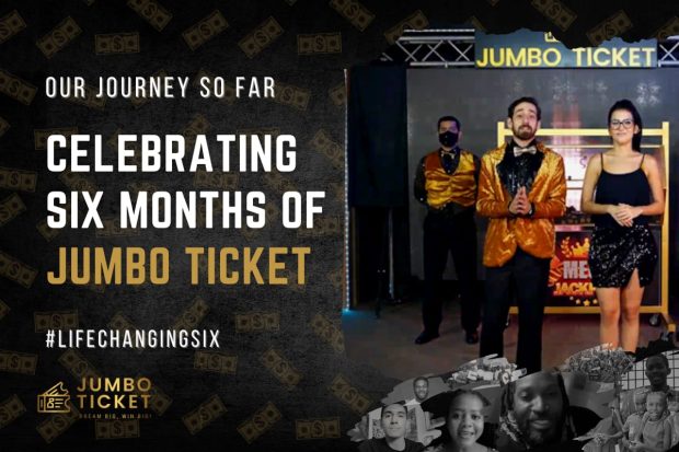 Jumbo Ticket 6 month anniversary celebration banner